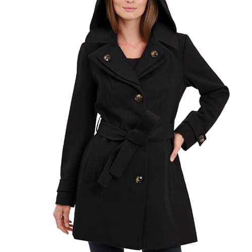 LONDON FOG Women's Thigh-Length Wool Coat with Belt