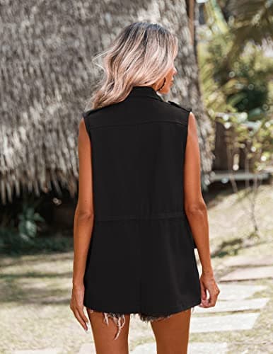Beyove Women's Lightweight Sleeveless Military Anorak Cargo Vest
