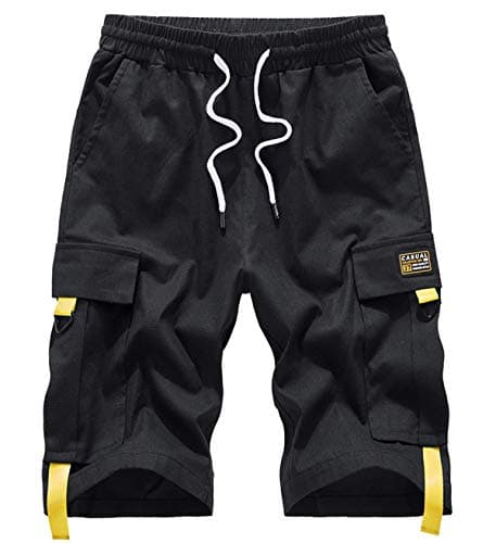 Vcansion Men's Casual Lightweight Loose Fit Multi-Pockets Cargo Shorts — #01black