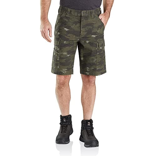 Carhartt Men's Rugged Flex Relaxed Fit Canvas Cargo Work Shorts — Basil Blind Fatigue Camo