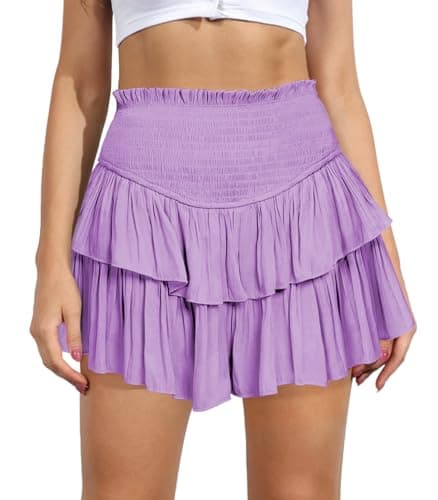 High Waist Ruffle Mini Skirt Women's Fashion — Lilac