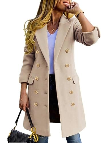 Women's Double Breasted Wool Coat for Fall and Winter — Beige