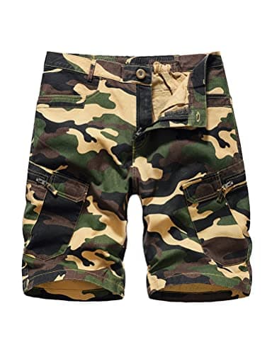 Men's Camo Cargo Shorts for Summer Outdoor Activities — Camo Yellow