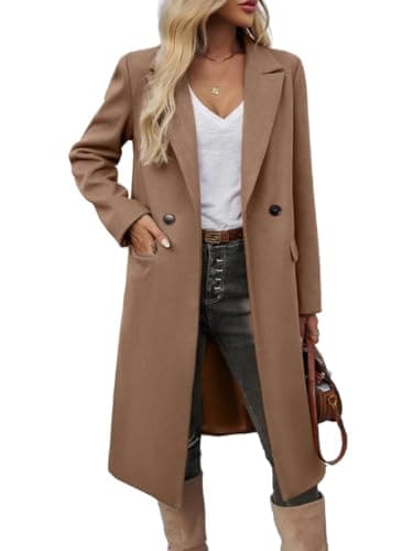 IDEALSANXUN Women's Long Wool Trench Coat Peacoat Jackets — Brown