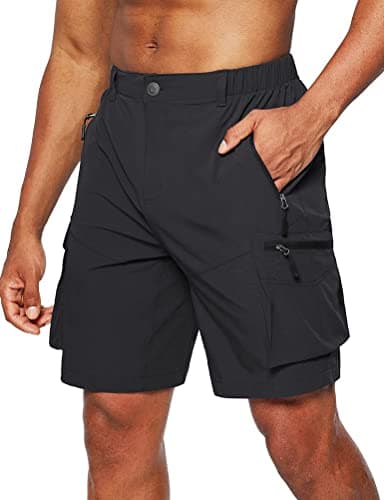 IDEALSANXUN Men's Cargo Shorts: Casual Work, Baggy, Hiking Tactical Summer Shorts — Black