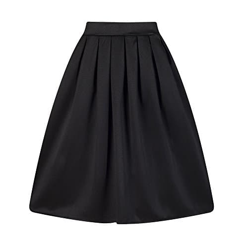 Taydey Vintage Pleated A-Line Skirts for Women — Black