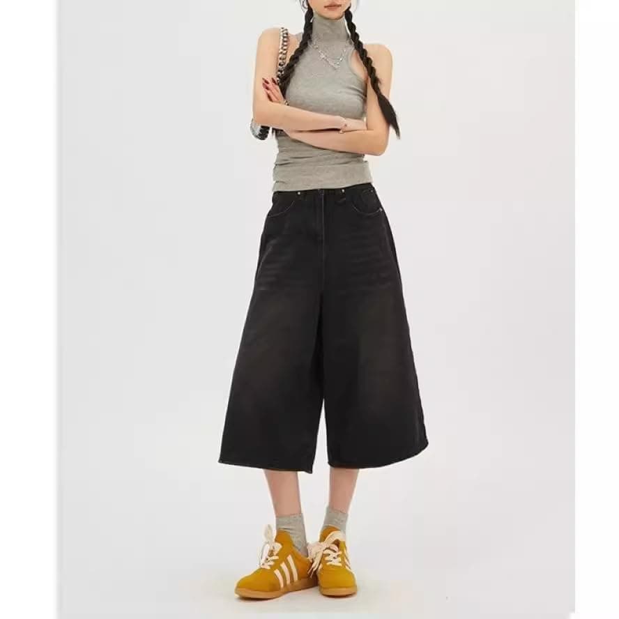 Womens Vintage Baggy Jean Shorts Oversized Boyfriend Streetwear