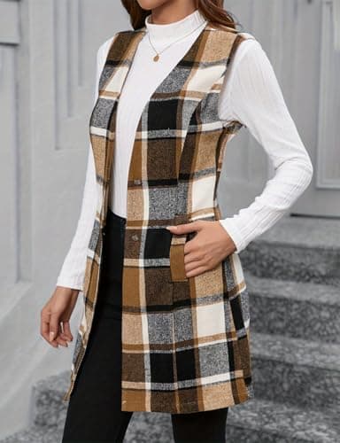 Plaid Vest for Women: Sleeveless Trench Coat for Fall/Winter