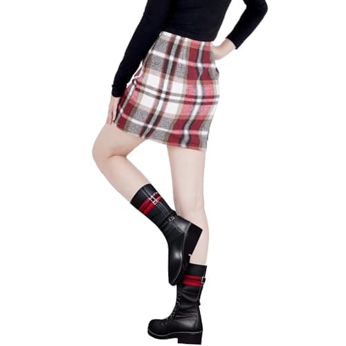 Rbenxia High-Waisted Plaid Wool Mini Skirt