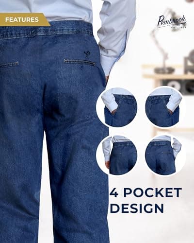 Elastic Waist Pants for Seniors - Relax Fit Jeans for Elderly Men