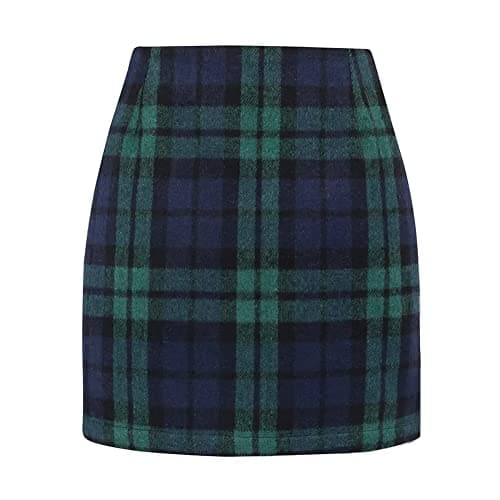 Women's Plaid Wool Mini Skirt for Fall and Winter