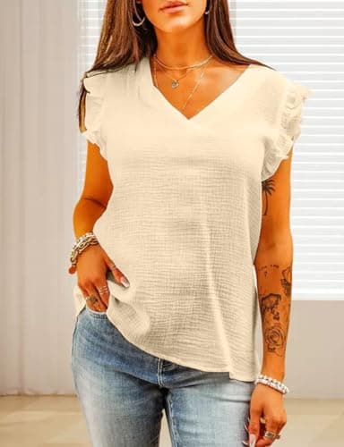 IDEALSANXUN Women's Linen Tank Tops Summer V-Neck Casual Pullover Vest
