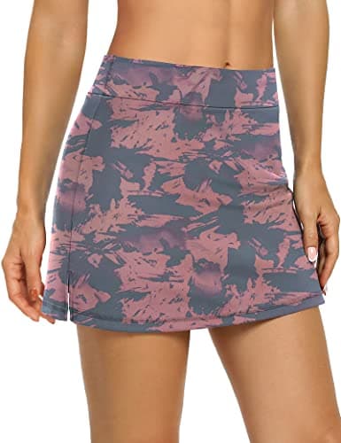 LouKeith Women's Golf Skirts Mini Skorts Summer Workout Shorts with Pockets — Pink-tie Dye