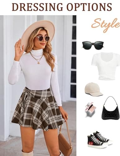 Avidlove Mini Pleated Drawstring Skater Skirt S-XXL