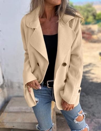 IDEALSANXUN Women's Wool Double Breasted Trench Coat