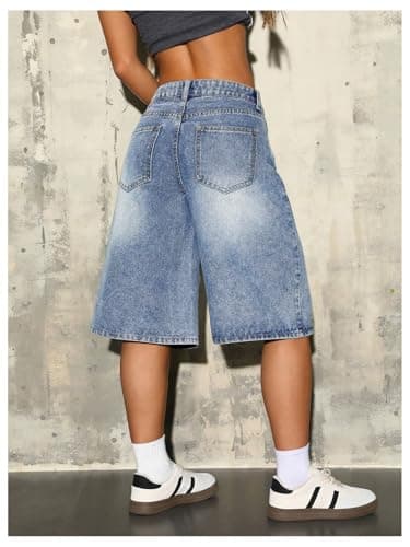 WDIRARA Women's Knee-Length Denim Shorts