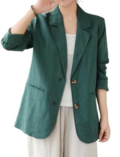 Cotton Linen Blazer for Women - Spring Summer 2024 — Dark Green