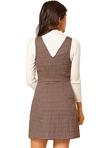 Women's Halloween Plaid Houndstooth Overalls Dress