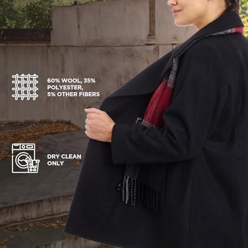 Women's Plus-Size LONDON FOG Double Breasted Peacoat with Scarf
