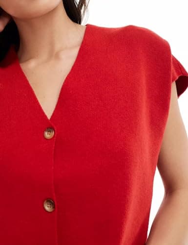 IDEALSANXUN Women's Oversized V-Neck Sweater Vest 2024
