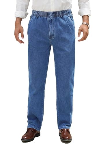 Stylish and Comfortable Elastic Waist Jeans for Men — Light Blue