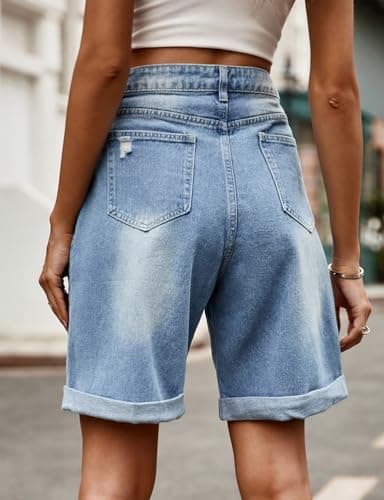 Women's Summer Casual Denim Shorts- High Waisted Ripped Jeans