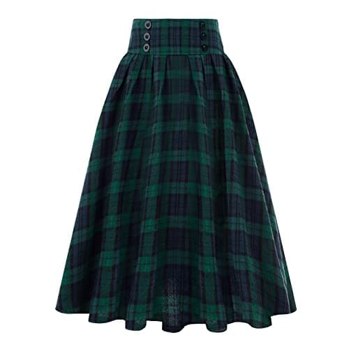 Classic Elastic Waist Plaid Pencil Skirt for Women