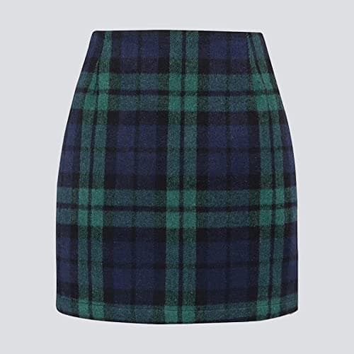 Elegant Wool Plaid Skirt HighWaisted Casual FallWinter Hip Cover