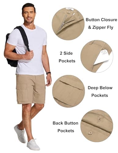 COOFANDY Men's Relaxed Fit Cotton Casual Shorts with Multi Pockets