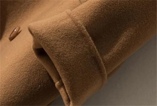 Women's Autumn Winter Wool Pea Coat with Lapel Double Breasted Midi Overcoat