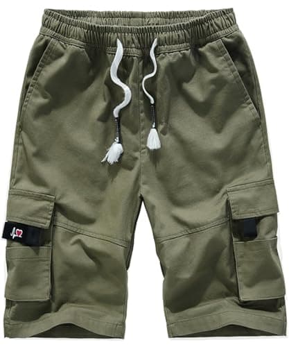 ELETOP Men's Cargo Shorts With Elastic Waist — 901 Army Green