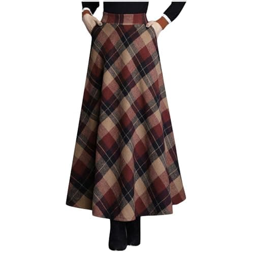 2024 Fall/Winter High Waist Wool Plaid Skirt for Women - Casual and Bodycon — 05 Red