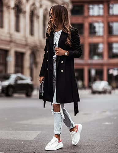 Women's Double Breasted Wool Coat for Fall and Winter