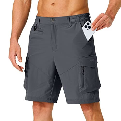 Hugut Men's Quick Dry Hiking Cargo Shorts with Multi Pockets for Travel Golf Camping