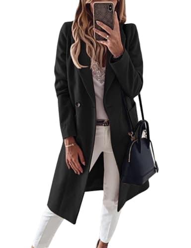 IDEALSANXUN Women's Long Wool Trench Coat Fall Winter Notch Lapel Peacoat