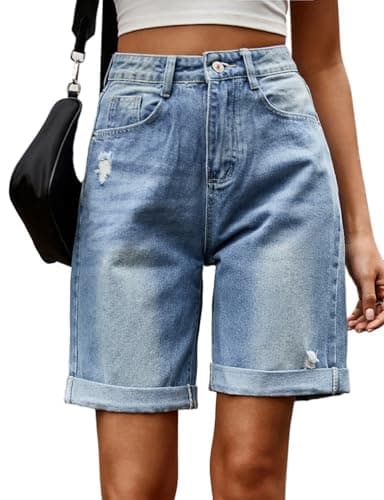 Women's Summer Casual Denim Shorts- High Waisted Ripped Jeans
