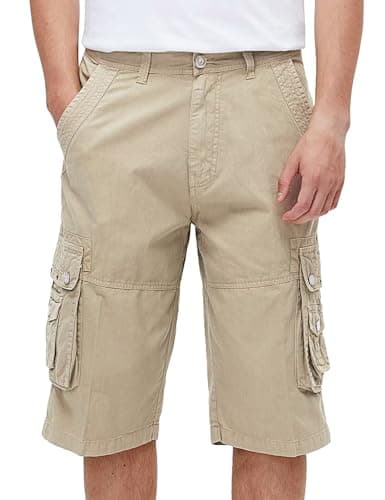 Best South Men's Comfortable Twill Cargo Shorts with Multiple Pockets — Stone