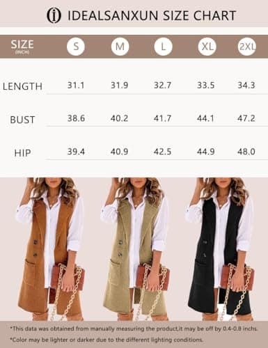 Women's Long Knit Sweater Vest for Fall and Winter