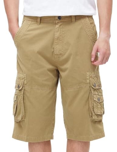 Best South Men's Comfortable Twill Cargo Shorts with Multiple Pockets — Khaki