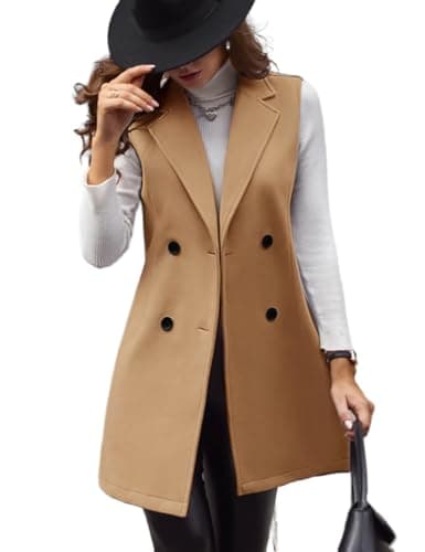Women's Long Wool Vest for Fall and Winter — Camel