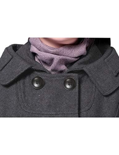 Tanming Warm Double Breasted Wool Pea Coat Jacket with Hood