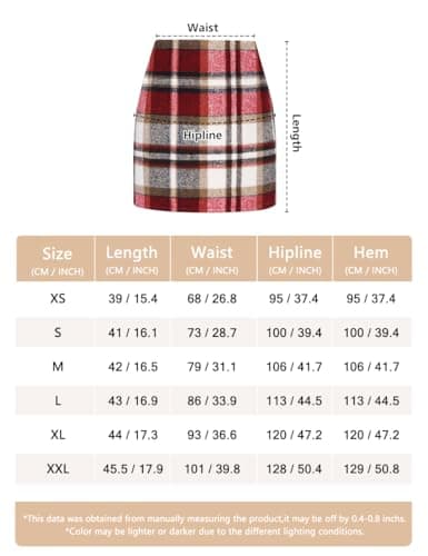 Kinghua Women's Wool Plaid Mini Skirt for Fall/Winter