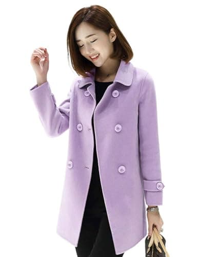 Women's Wool Peacoat for Fall and Winter — Purple