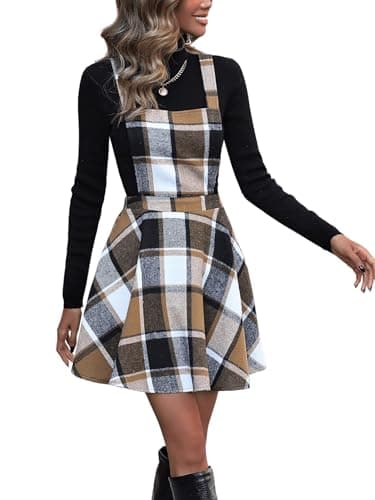 Floerns Women's Corduroy Pinafore Dress with Criss Cross Back Straps