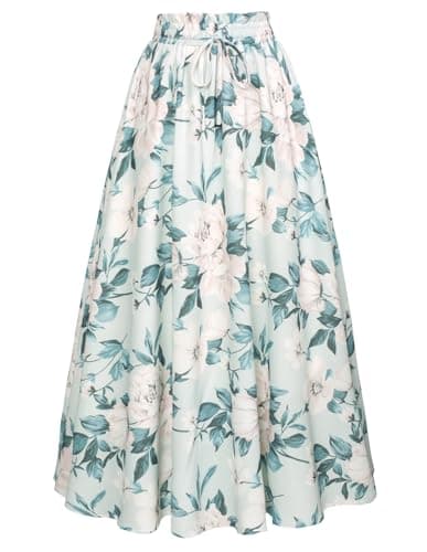 Scarlet Victorian Maxi Skirts for Women Summer Floral Pockets — Whispering Meadows