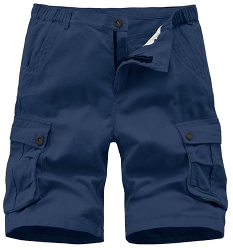 Vcansion Men's Casual Cotton Camo Cargo Shorts with Multiple Pockets — 01dark Blue