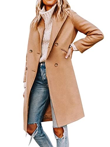 Yousify Women's Double Breasted Winter Pea Coat