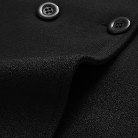 Tanming Women's Winter Black Wool Double Breasted Peacoat