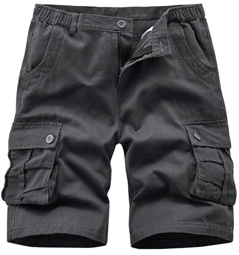 Vcansion Men's Casual Cotton Camo Cargo Shorts with Multiple Pockets — 01grey