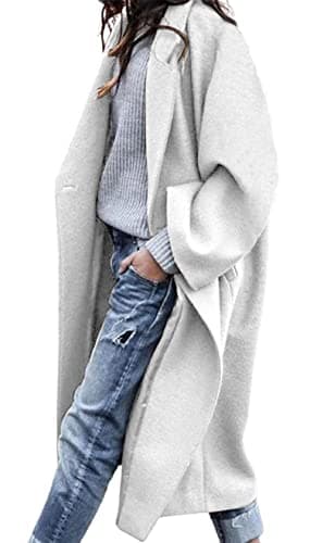 CHARTOU Women's Oversized Wool Blend Midi Trench Coat — White
